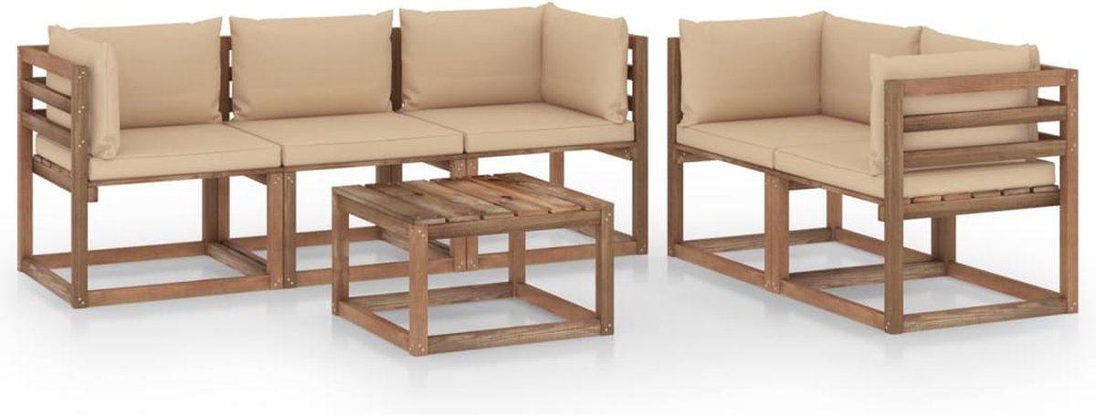 Vidaxl 6-delige Loungeset Met Kussens - Beige