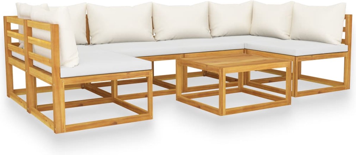 Vidaxl 7-delige Loungeset Met Kussens Massief Acaciahout Crème