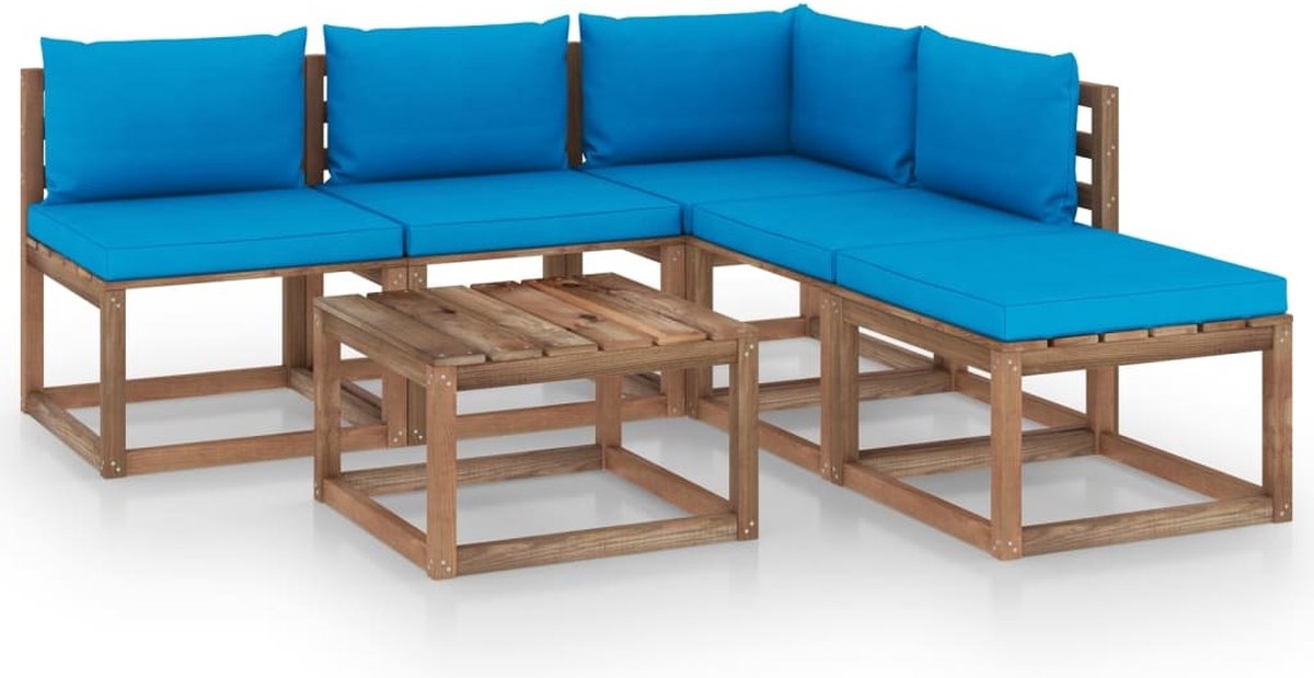 Vidaxl 6-delige Loungeset Pallet Met Kussens Geïmpregneerd Grenenhout - Bruin