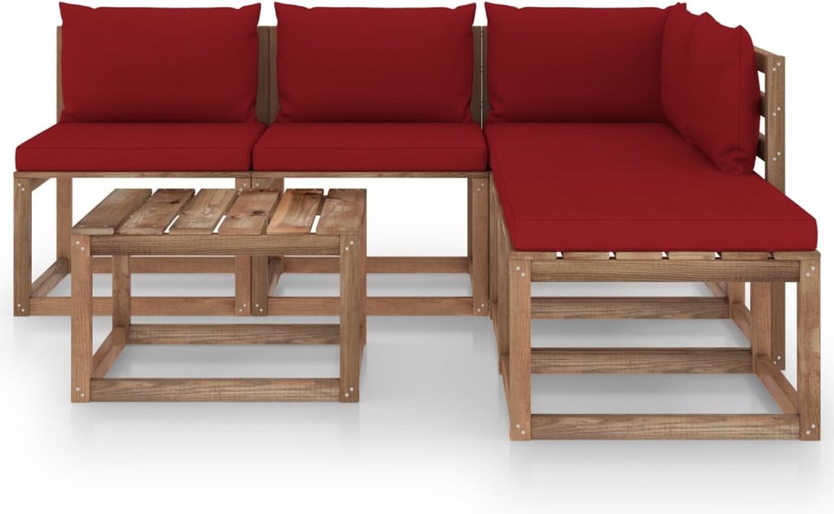 Vidaxl 6-delige Loungeset Pallet Met Kussens Geïmpregneerd Grenenhout - Bruin