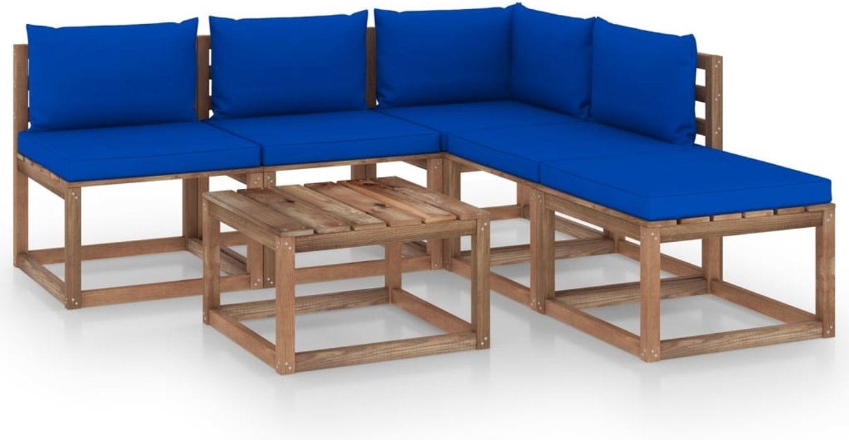 Vidaxl 6-delige Loungeset Pallet Met Kussens Geïmpregneerd Grenenhout - Bruin