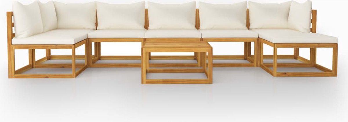 Vidaxl 8-delige Loungeset Met Kussens Massief Acaciahout Crème