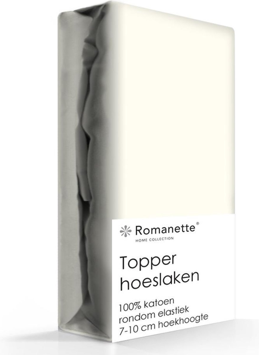 Romanette Topper Hoeslaken Katoen Ivoor-180 X 200 Cm