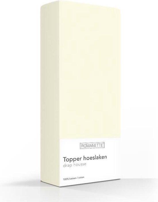 Romanette Topper Hoeslaken Katoen Ivoor-180 X 200 Cm