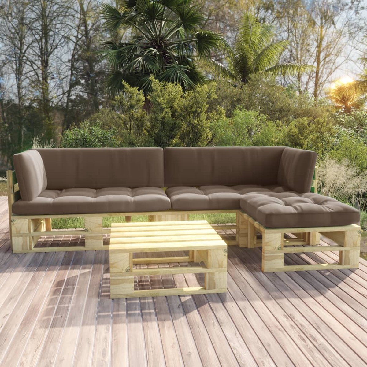 Vidaxl 4-delige Loungeset Pallet Met Kussens Geïmpregneerd Hout - Groen