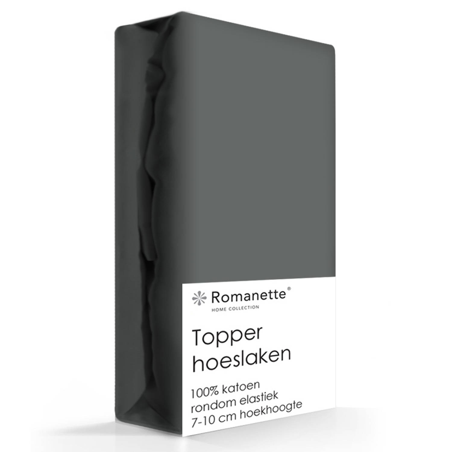 Romanette Topper Hoeslaken Katoen Kiezel-160 X 200 Cm - Grijs