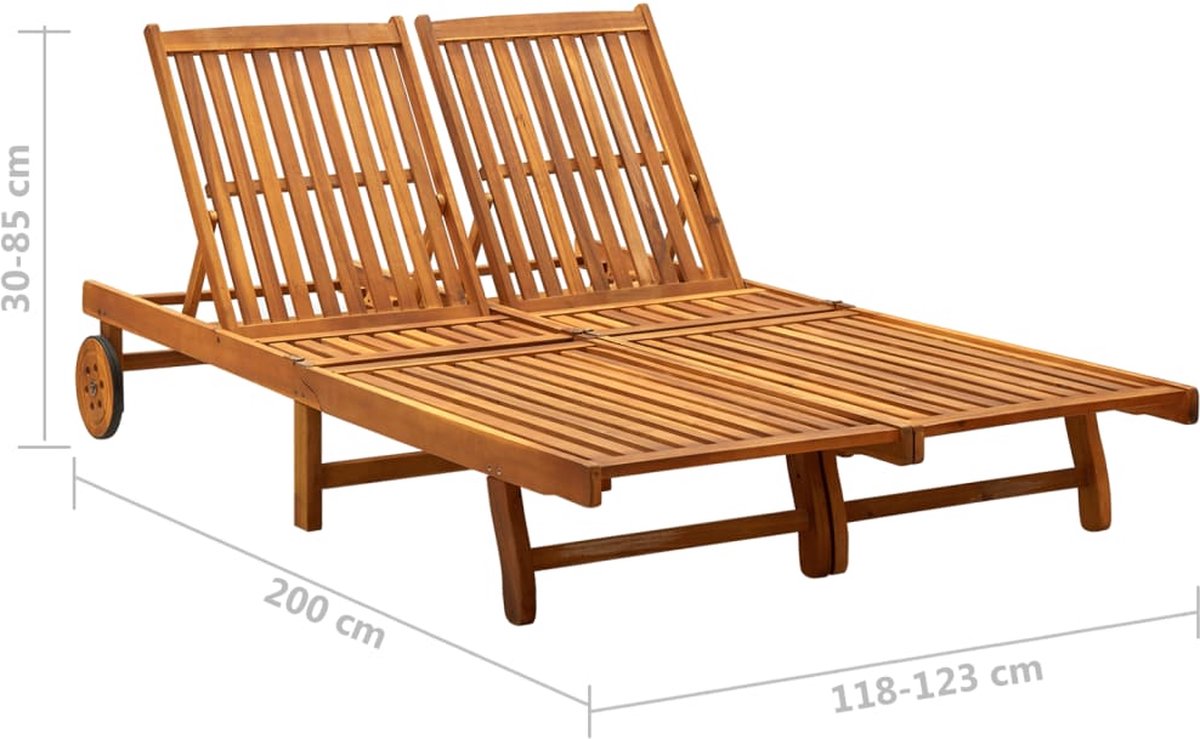 Vidaxl Ligbed 2-persoons Met Kussens Massief Acaciahout - Bruin