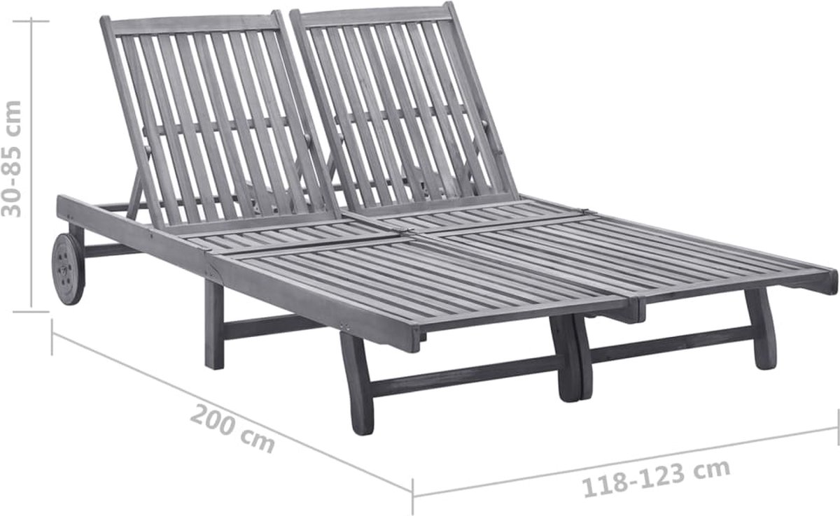 Vidaxl Ligbed 2-persoons Met Kussens Massief Acaciahout - Grijs