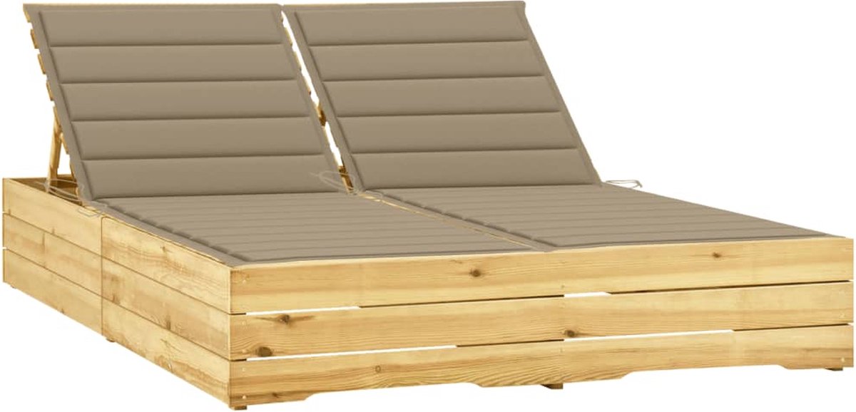 Vidaxl Ligbed Tweepersoons Met Kussens Geïmpregneerd Grenenhout - Beige