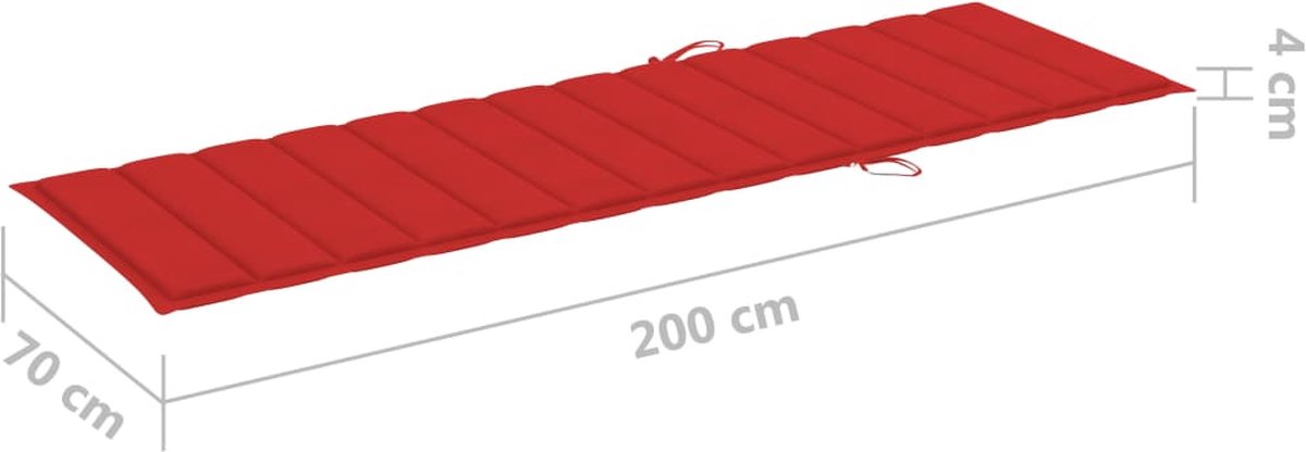 Vidaxl Ligbed Tweepersoons Met Rode Kussens Geïmpregneerd Grenenhout - Rood