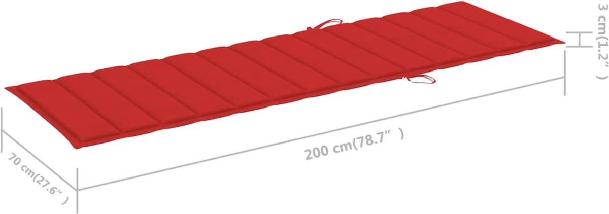 Vidaxl Ligbed Tweepersoons Met Rode Kussens Geïmpregneerd Grenenhout - Rood