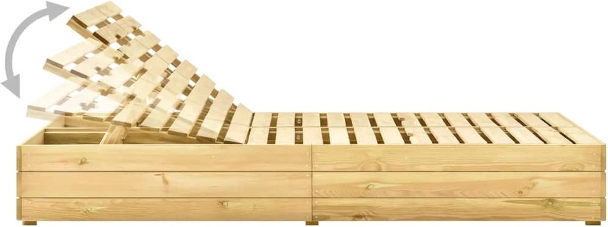 Vidaxl Ligbed Tweepersoons Met Rode Kussens Geïmpregneerd Grenenhout - Rood