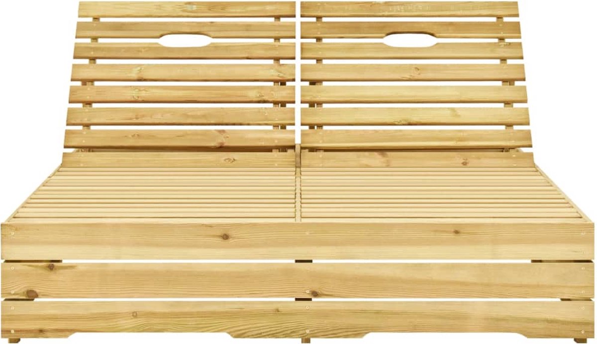 Vidaxl Ligbed Tweepersoons Met Rode Kussens Geïmpregneerd Grenenhout - Rood