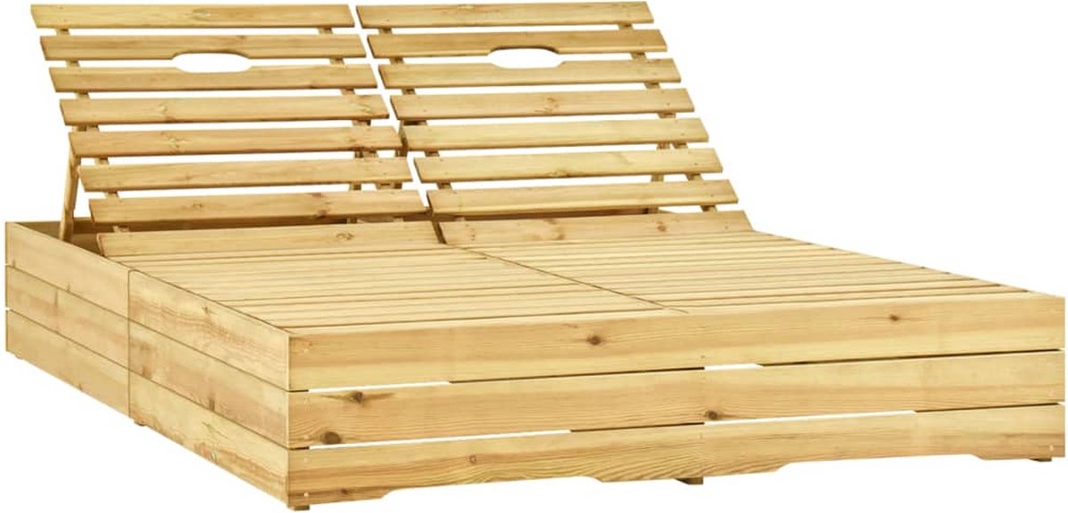 Vidaxl Ligbed Tweepersoons Met Rode Kussens Geïmpregneerd Grenenhout - Rood