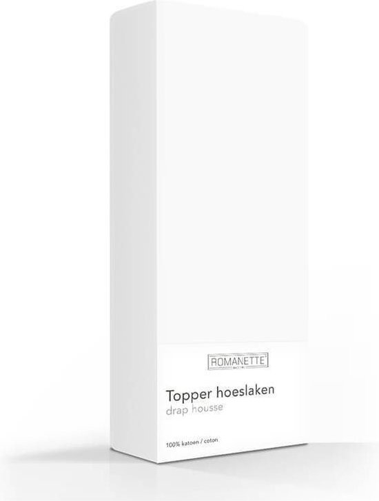 Romanette Topper Hoeslaken Katoen -120 X 200 Cm - Wit