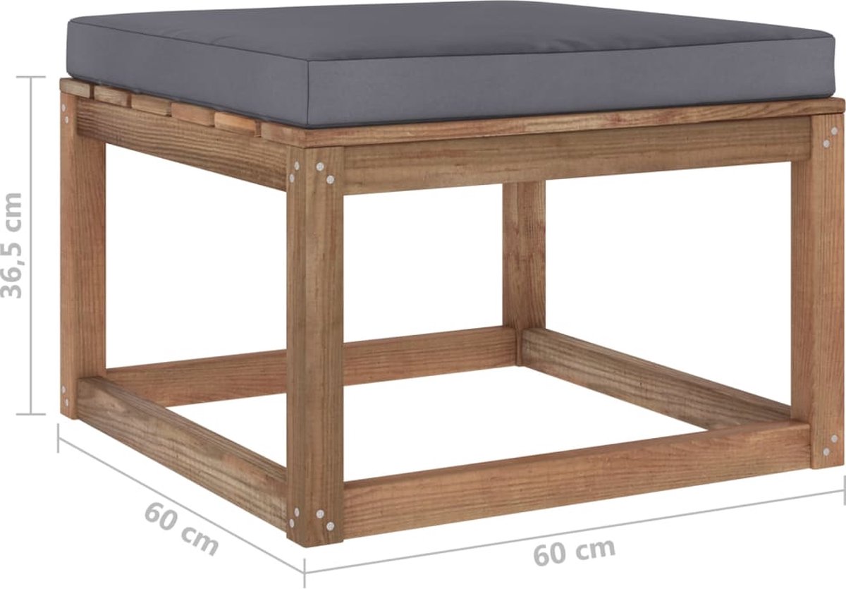 Vidaxl 3-delige Loungeset Pallet Met Kussens Geïmpregneerd Grenenhout - Bruin