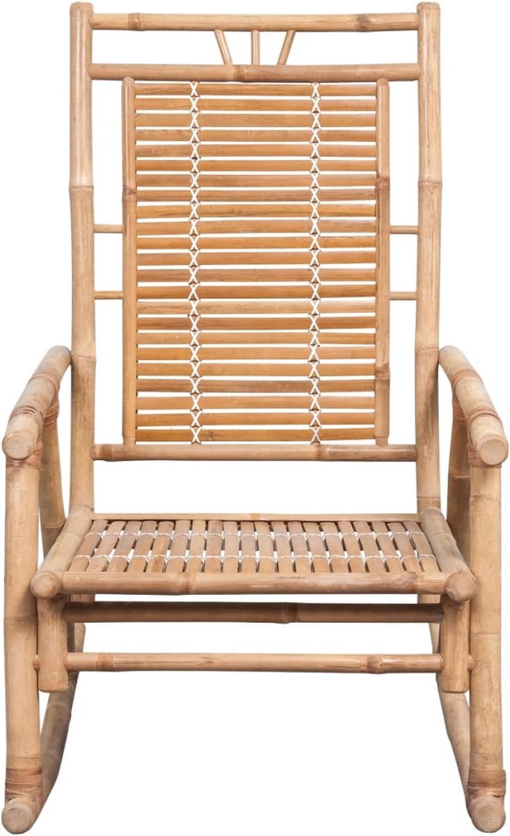 Vidaxl Schommelstoel Met Kussen Bamboe - Bruin