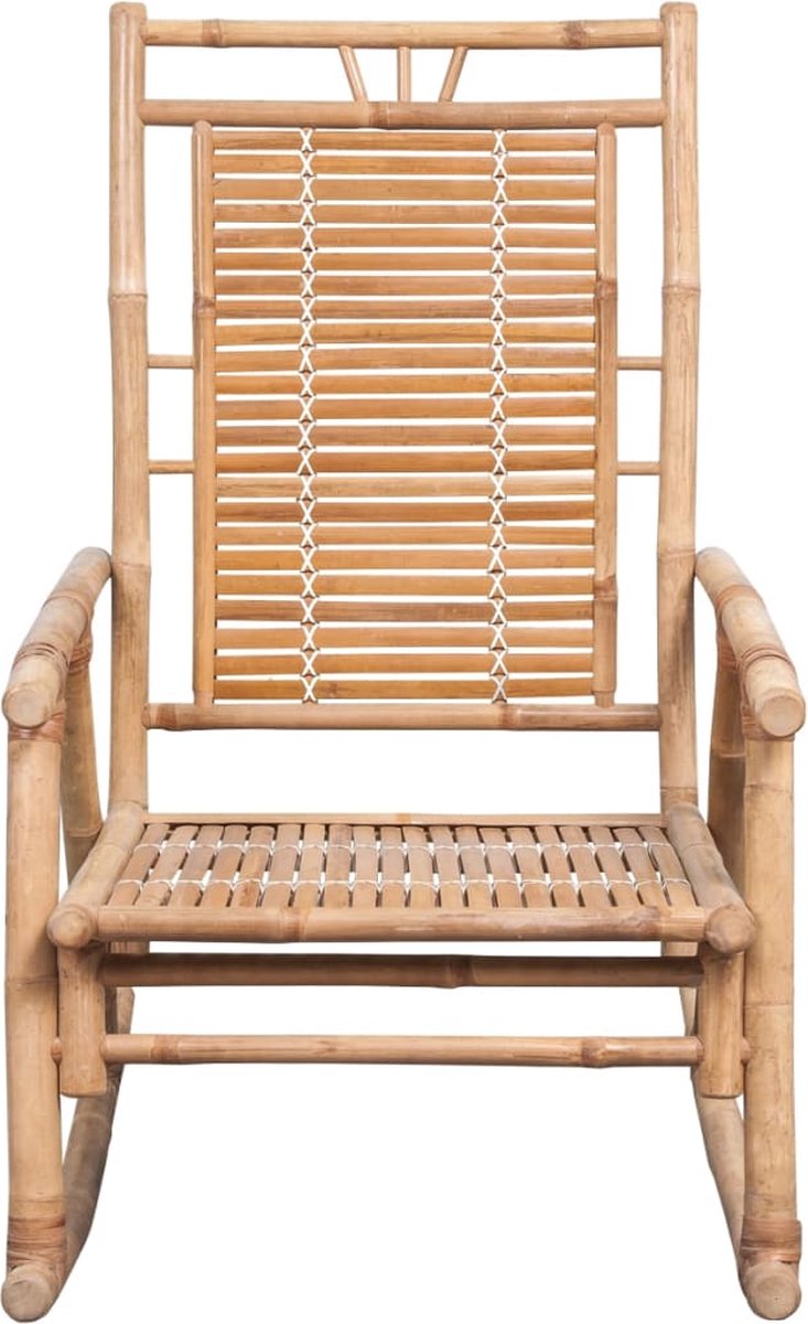 Vidaxl Schommelstoel Met Kussen Bamboe - Bruin
