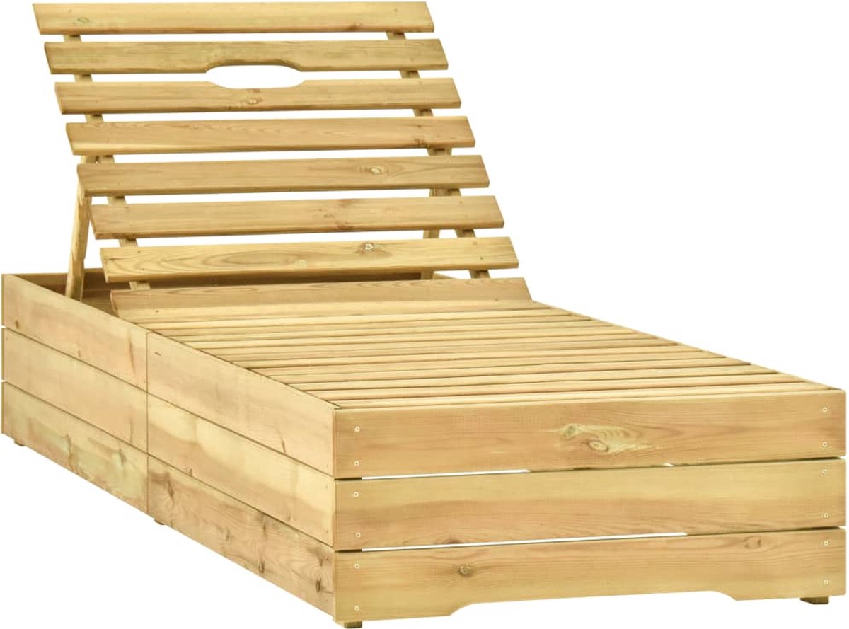 Vidaxl Ligbed Met Tafeltje En Kussen Geïmpregneerd Grenenhout - Blauw