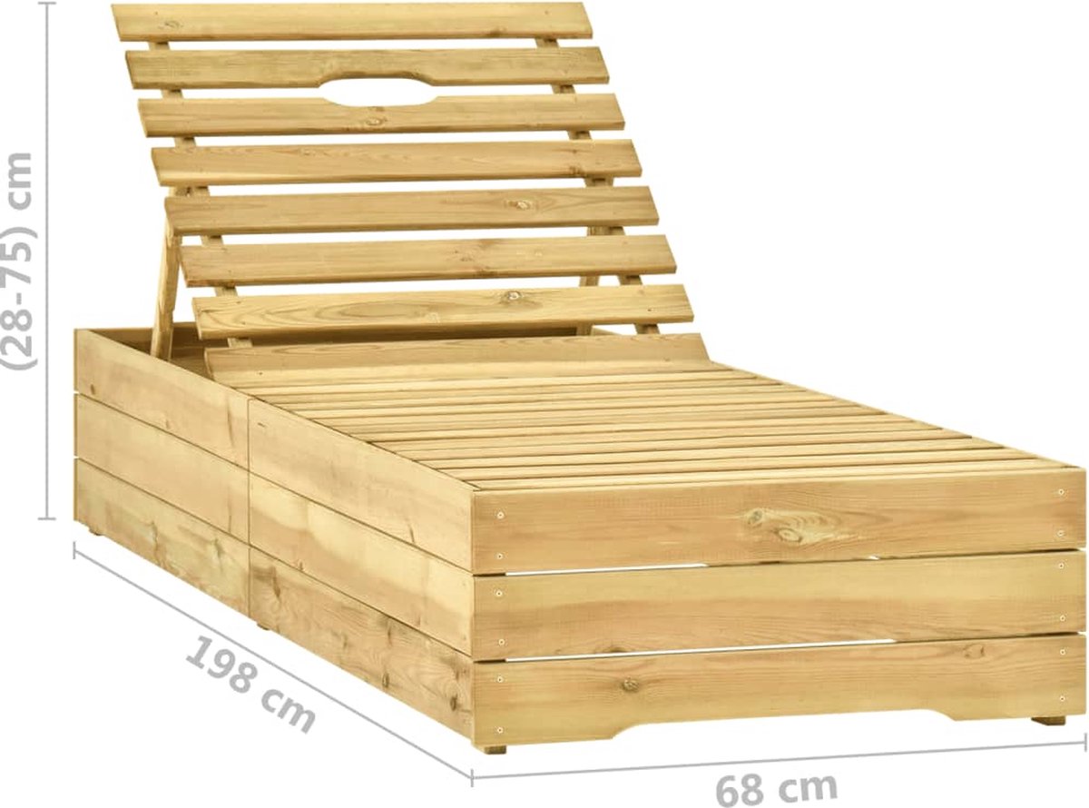 Vidaxl Ligbed Met Tafeltje En Kussen Geïmpregneerd Grenenhout - Blauw