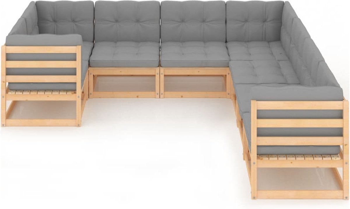 Vidaxl 8-delige Loungeset Met Kussens Massief Grenenhout - Grijs