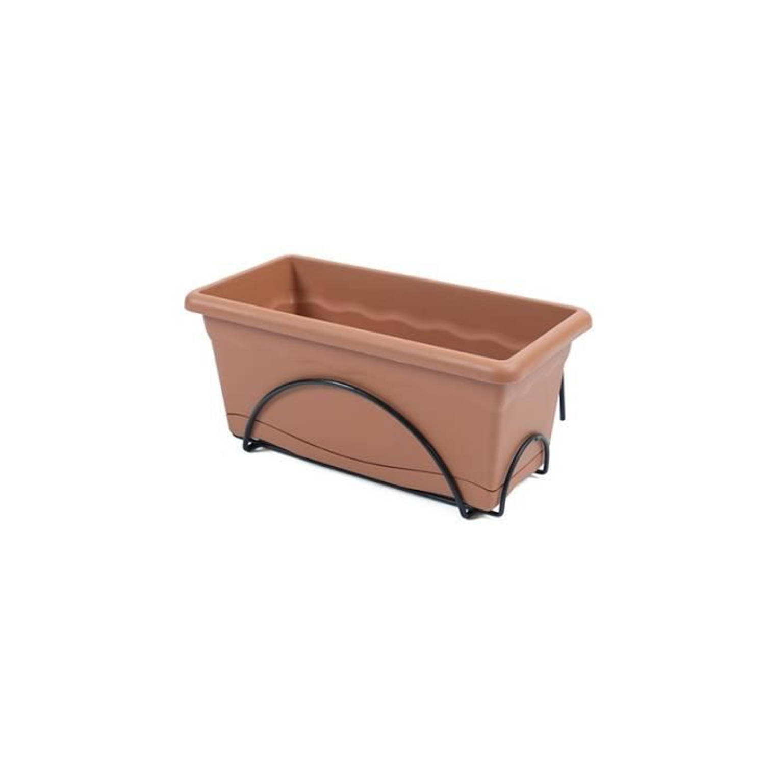 Plastiken Jardiniere 40x20cm Met Dienblad En Balkonsteun - Terracotta - Marrón