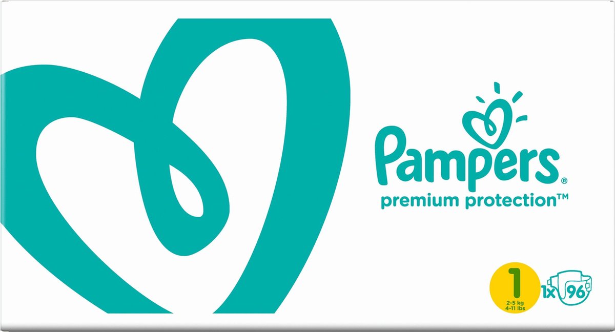 Pampers Premium Protection New Baby Maat 1 (Newborn) 2-5 Kg, 96 Luiers - Jumbo Pack