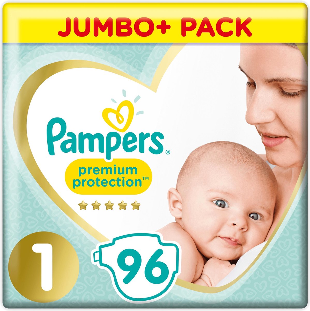 Pampers Premium Protection New Baby Maat 1 (Newborn) 2-5 Kg, 96 Luiers - Jumbo Pack