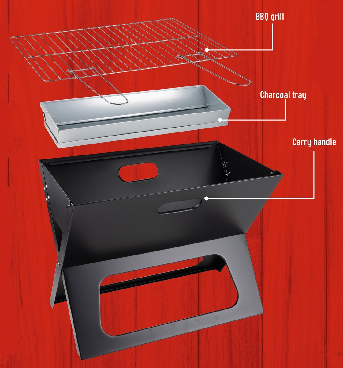 BBQ Collection Barbecue - Bbq - Draagbaar - Opvouwbaar - Losse Vuurschaal En Grillrooster - - Zwart