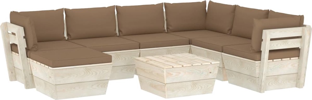 Vidaxl 8-delige Loungeset Met Kussens Pallet Vurenhout - Bruin