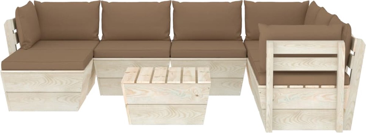 Vidaxl 8-delige Loungeset Met Kussens Pallet Vurenhout - Bruin