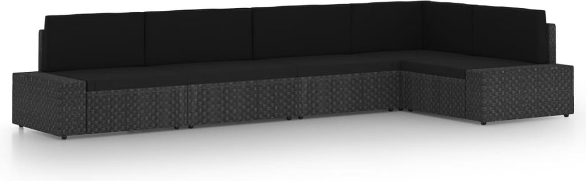 Vidaxl 5-delige Loungeset Met Kussens Poly Rattan - Zwart