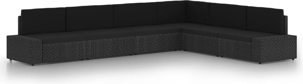 Vidaxl 6-delige Loungeset Met Kussens Poly Rattan - Zwart