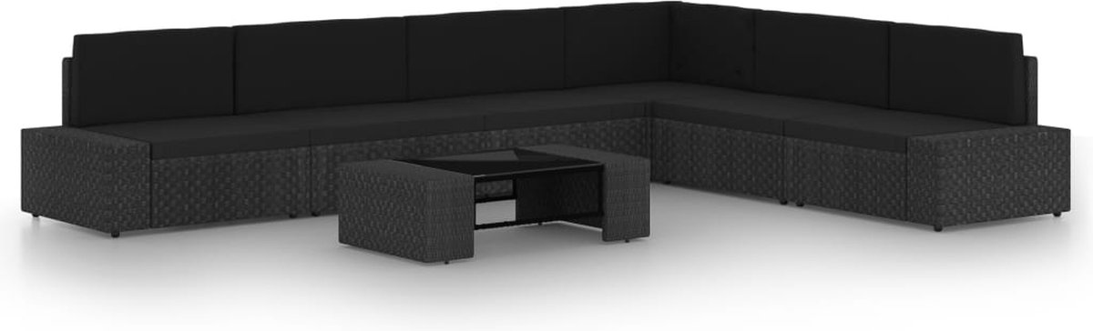 Vidaxl 7-delige Loungeset Met Kussens Poly Rattan - Zwart