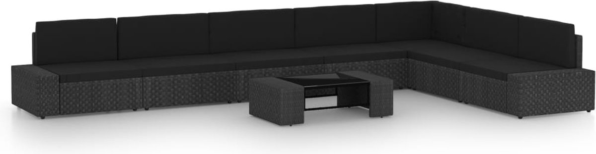 Vidaxl 8-delige Loungeset Met Kussens Poly Rattan - Zwart