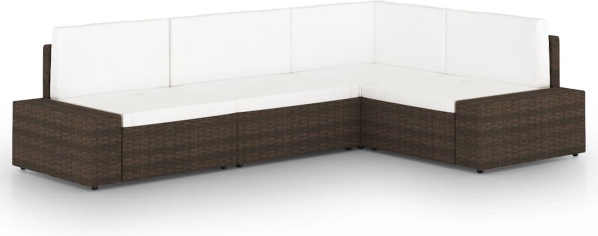 Vidaxl 4-delige Loungeset Met Kussens Poly Rattan - Bruin