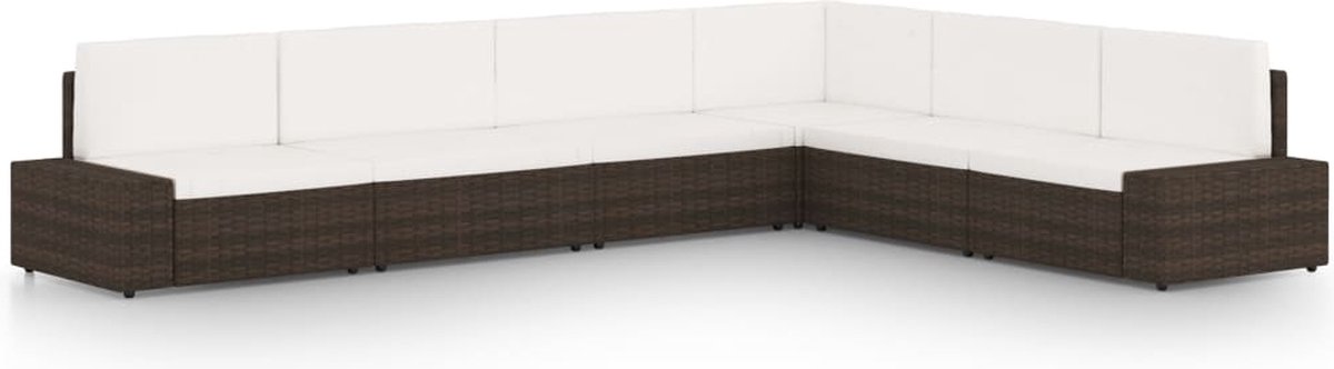 Vidaxl 6-delige Loungeset Met Kussens Poly Rattan - Bruin