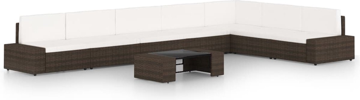 Vidaxl 8-delige Loungeset Met Kussens Poly Rattan - Bruin