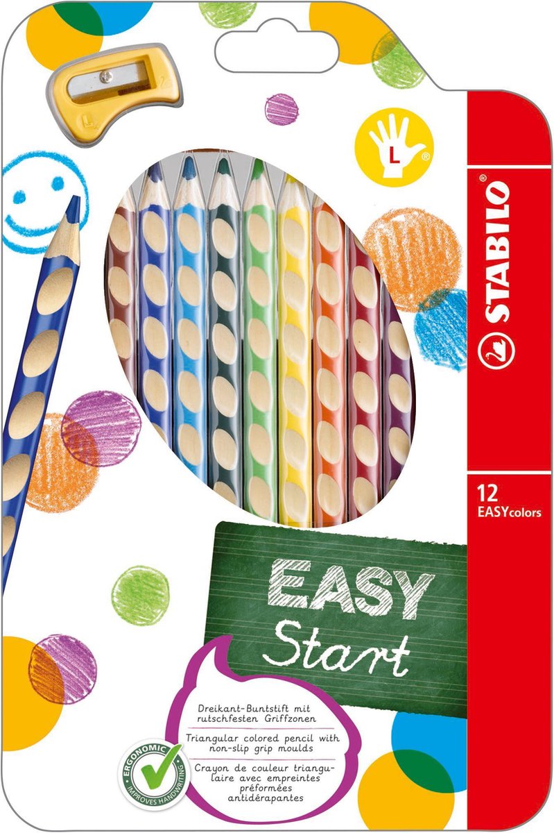 Stabilo Potlood Easycolors Etui 12 Stuks Voor Linkshandigen