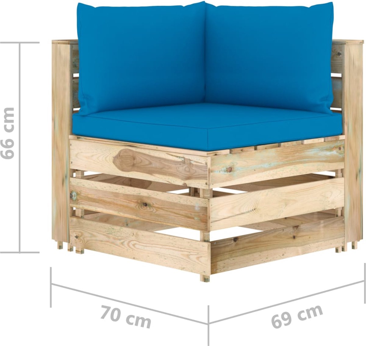 Vidaxl 7-delige Loungeset Met Kussens Geïmpregneerd Hout - Blauw