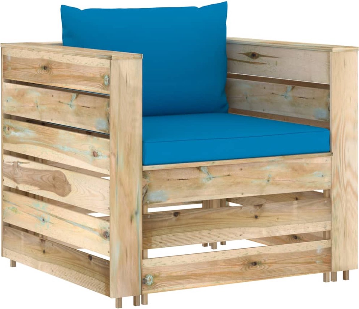 Vidaxl 7-delige Loungeset Met Kussens Geïmpregneerd Hout - Blauw