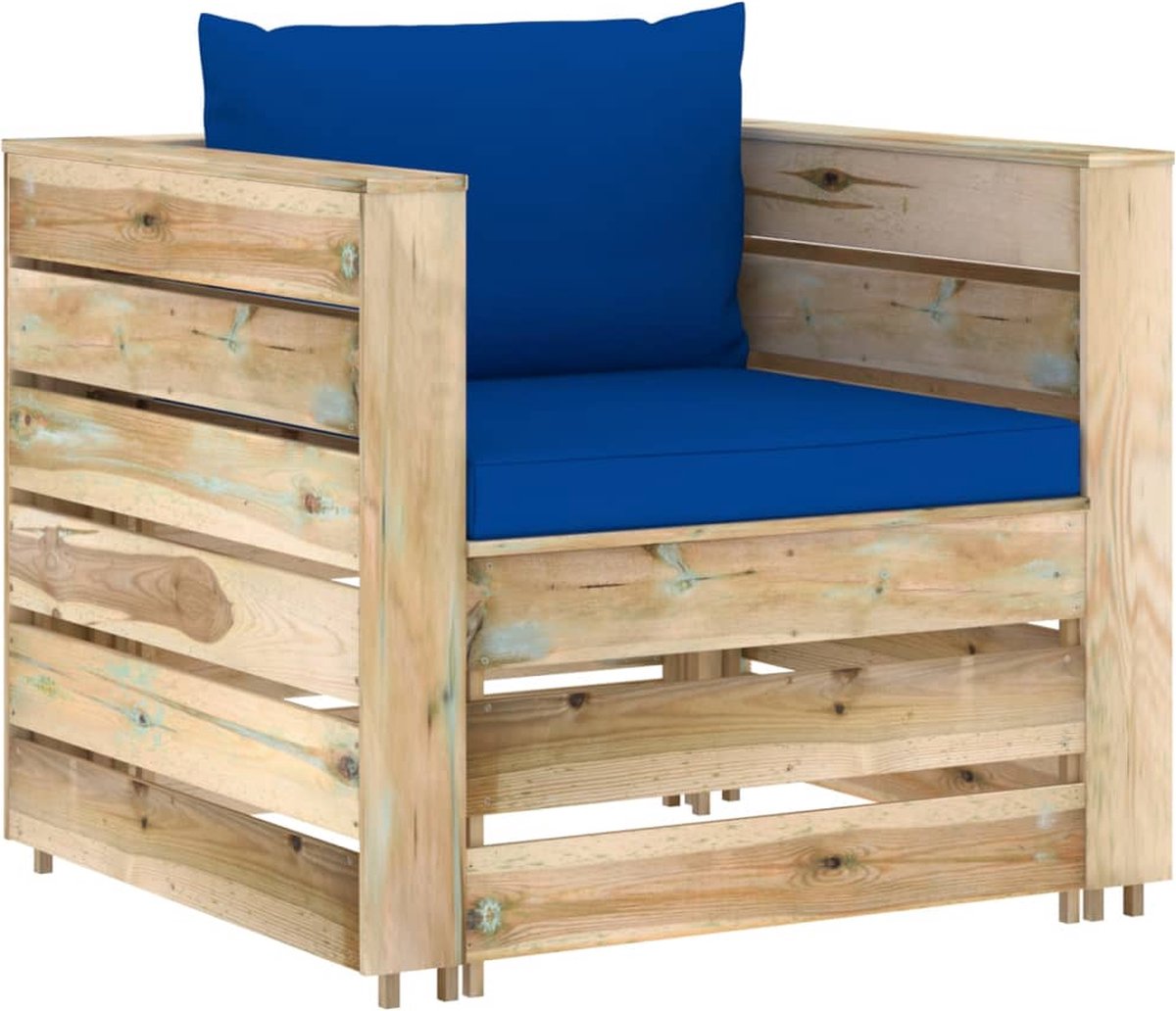 Vidaxl 7-delige Loungeset Met Kussens Geïmpregneerd Hout - Blauw