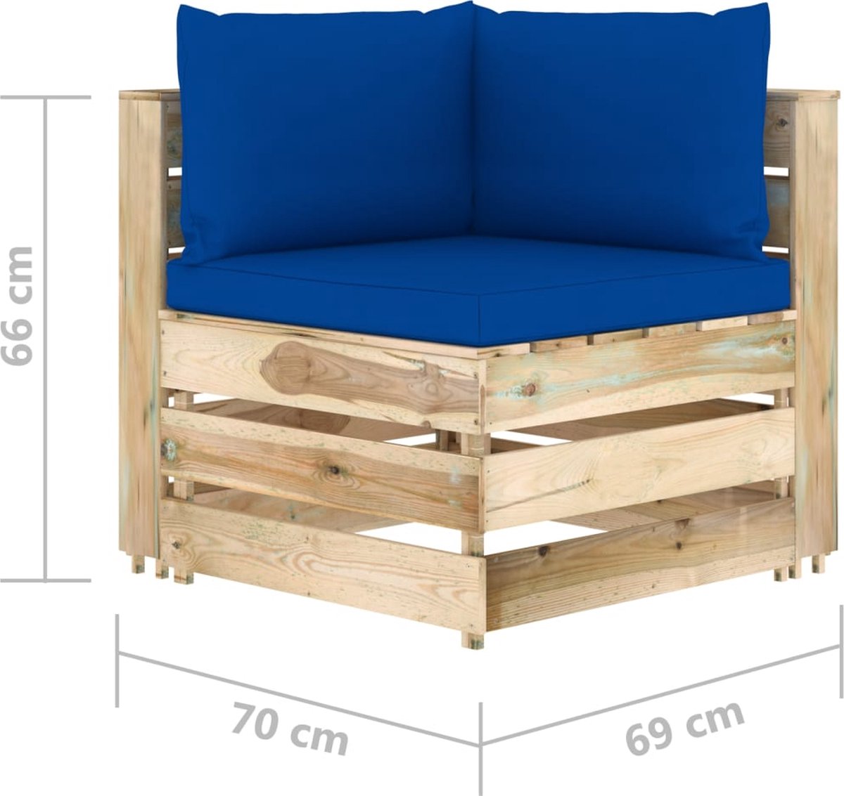 Vidaxl 7-delige Loungeset Met Kussens Geïmpregneerd Hout - Blauw