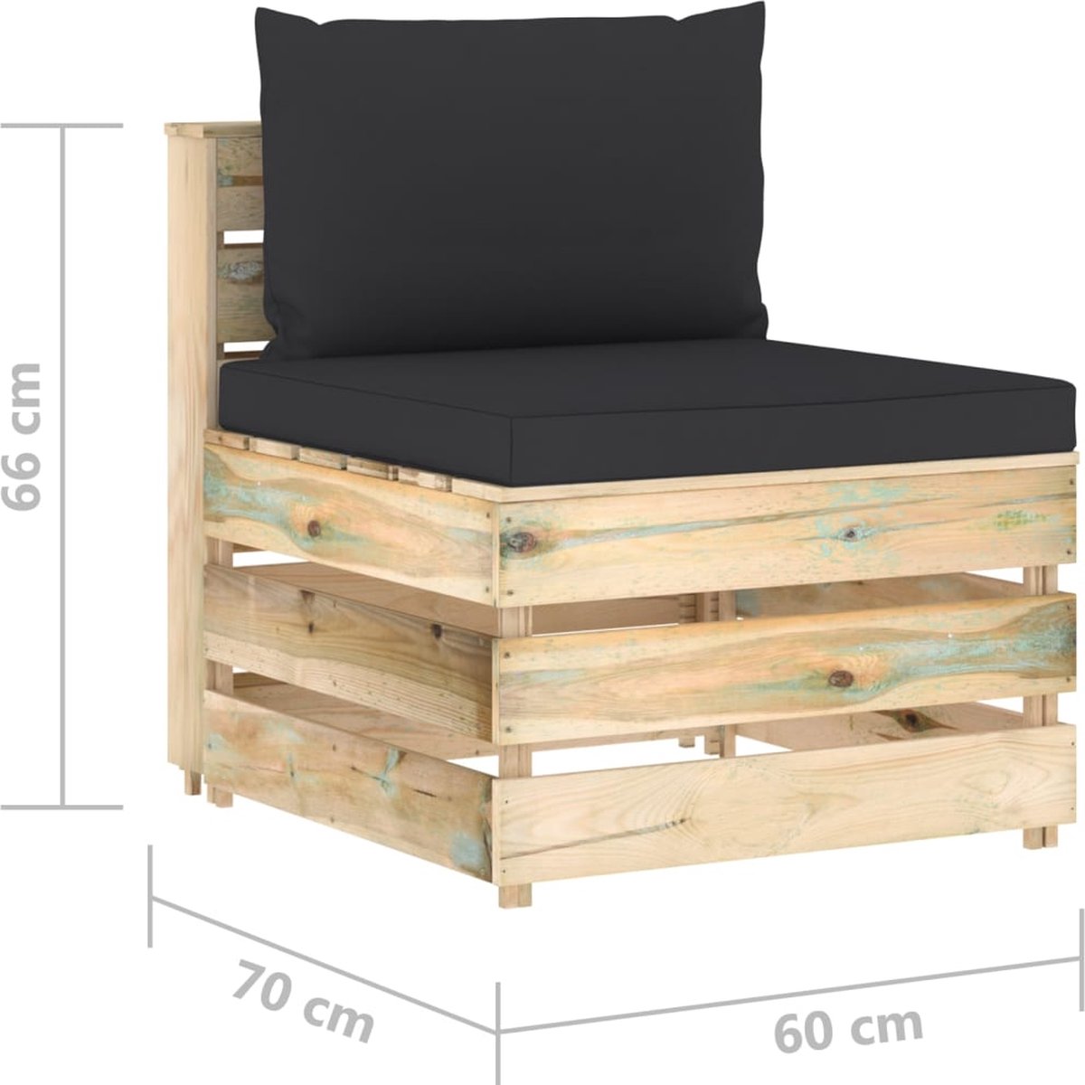 Vidaxl 7-delige Loungeset Met Kussens Geïmpregneerd Hout - Zwart
