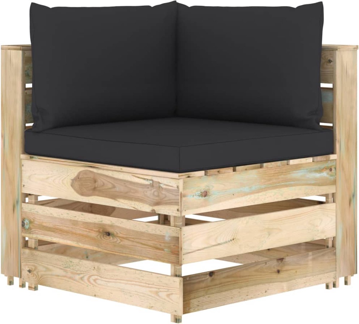 Vidaxl 7-delige Loungeset Met Kussens Geïmpregneerd Hout - Zwart