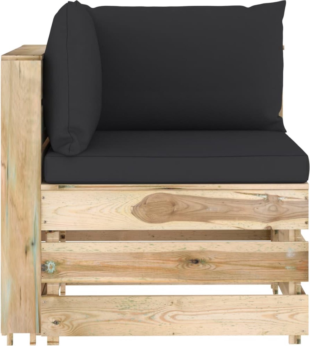 Vidaxl 7-delige Loungeset Met Kussens Geïmpregneerd Hout - Zwart