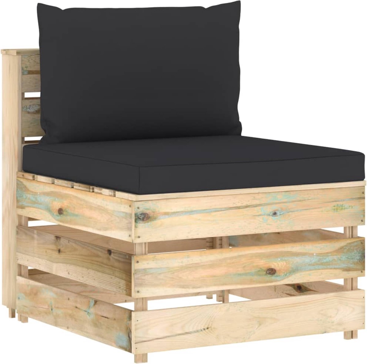 Vidaxl 7-delige Loungeset Met Kussens Geïmpregneerd Hout - Zwart