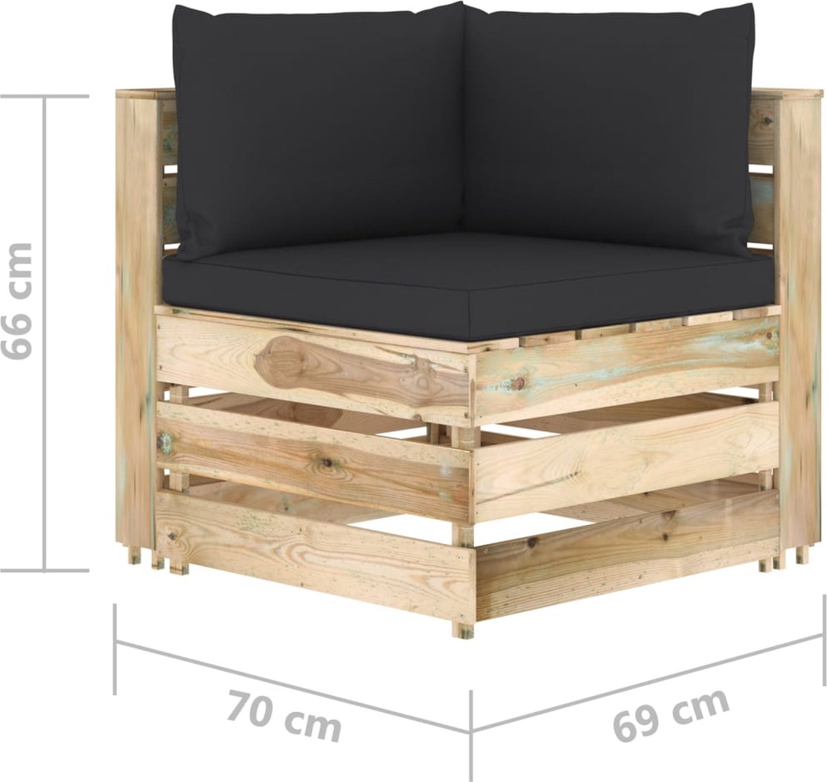 Vidaxl 7-delige Loungeset Met Kussens Geïmpregneerd Hout - Zwart