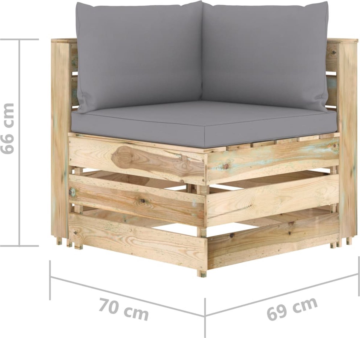 Vidaxl 12-delige Loungeset Met Kussens Geïmpregneerd Hout - Grijs