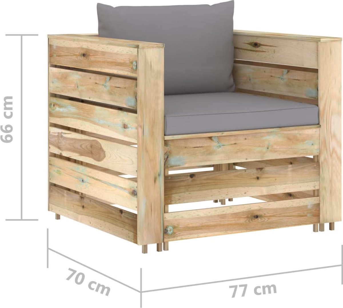 Vidaxl 12-delige Loungeset Met Kussens Geïmpregneerd Hout - Grijs